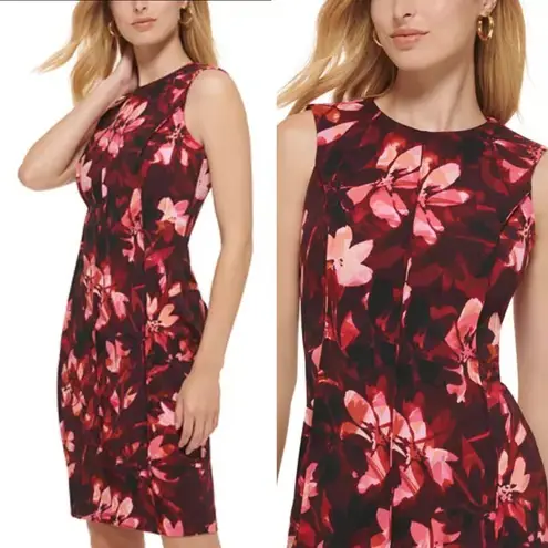 Calvin Klein NEW  Women's floral Printed Seamed Sleeveless Sheath Dress, size 4P