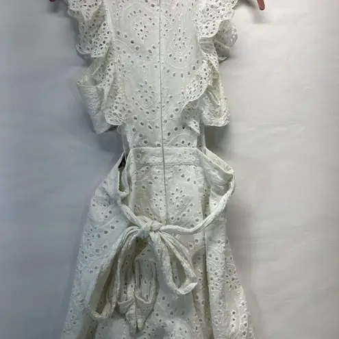 Blue Blush  WHITE EYELET JUMPSUIT CROP LENGTH 100% COTTON PREOWNED