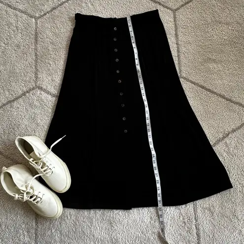 Coldwater Creek Stretch Button Front Flare Midi Skirt – Black, Comfy & Classic P