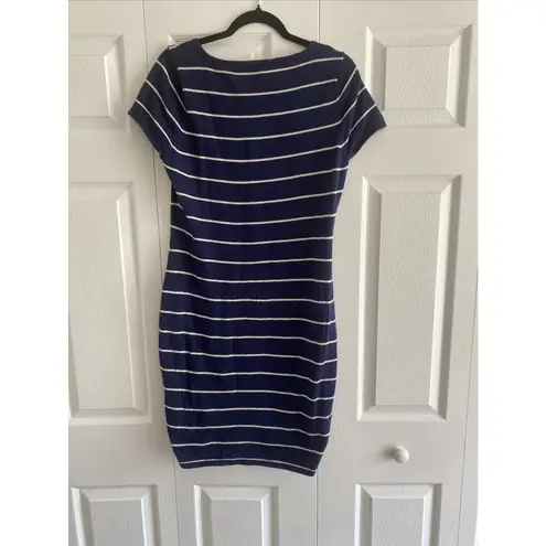 Andrew Marc Womens Large Knit Navy Shift Dress Coastal Church Clean Girl