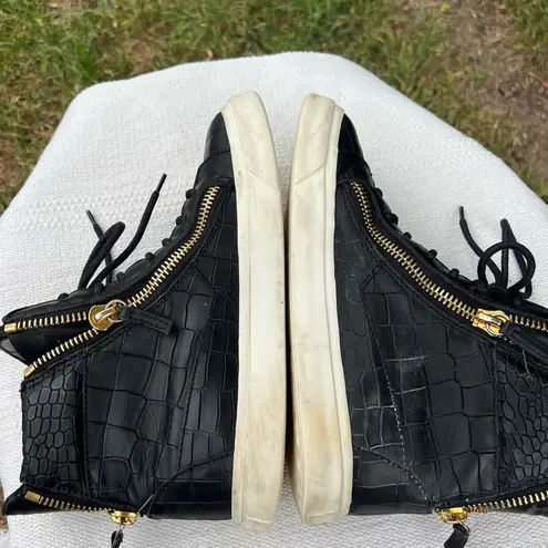 Giuseppe Zanotti  Woman Croc Embossed Black Sneakers Size 7 High Top