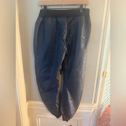 Blue Faux Leather Joggers for Effortless Style and Comfort size Large