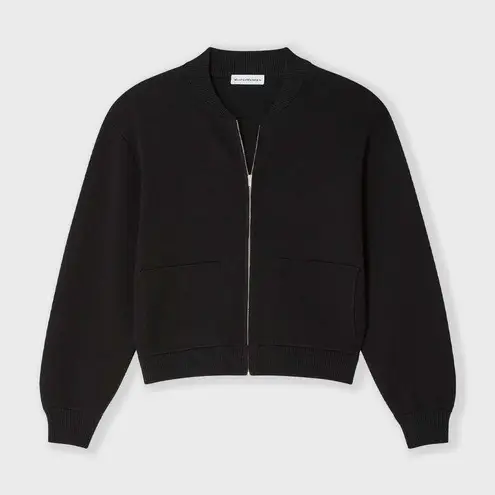 WHITE + WARREN Superfine Organic Cotton Track Jacket Zip Sweater Jacket Black Size L