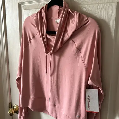 Marika Women’s Pink Cowl Neck Pullover Yoga Long Sleeve Top Size Large NWT