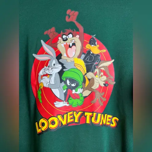 Vintage Looney Tunes Women’s Sz S Green 1/4 Zip Sweater Cartoon Graphic Crewneck