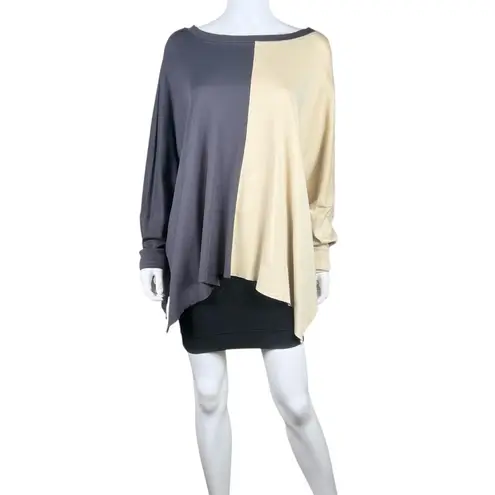 PLANET by Lauren G Lagenlook Two Tone Oversized Swing Top Gray Size undefined