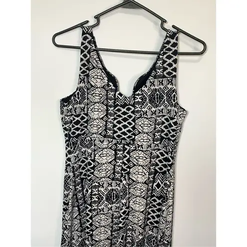 Ronni Nicole RNStudio by Womens Tribal Print Beaded Maxi Dress Black White Small