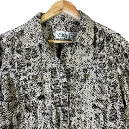 Vintage Villager Sport Snakeskin Jacket Womens M Brown 100% Cotton Retro 90s Size M