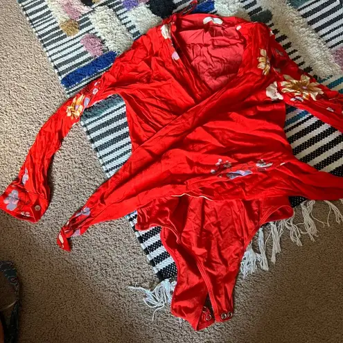 Capulet Revolve x  Bodysuit Red Blouse Small