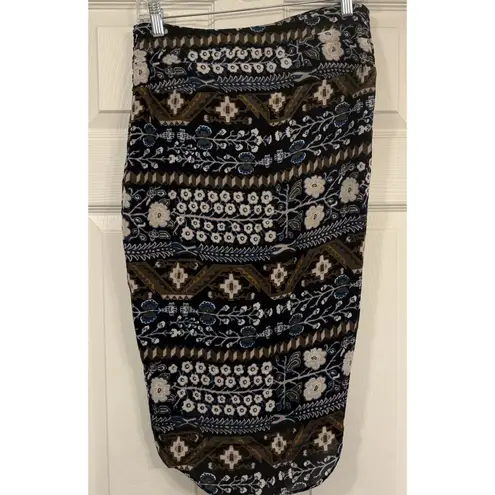 Veronica Beard 100% Silk Skirt Sz 4 Black Floral Sarong Knot Boho Office High Lo