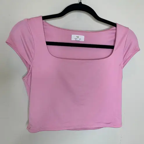 Live in the Moment Pink Lycra Square Neck Crop Top Sz Large