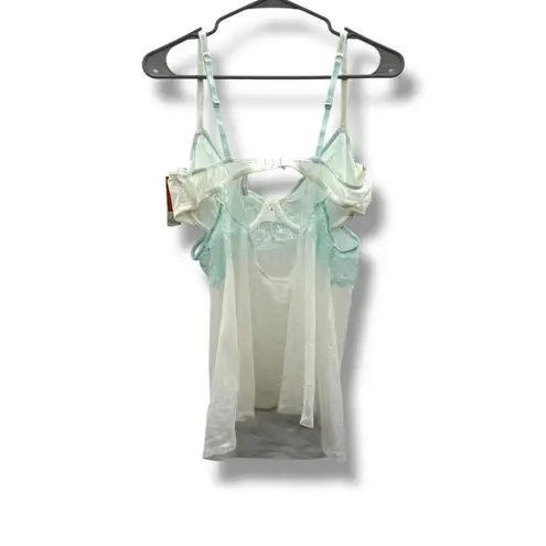 Gilligan & O'Malley Light Blue & White Lace Chemise Lingerie Top Sz L NEW Size L