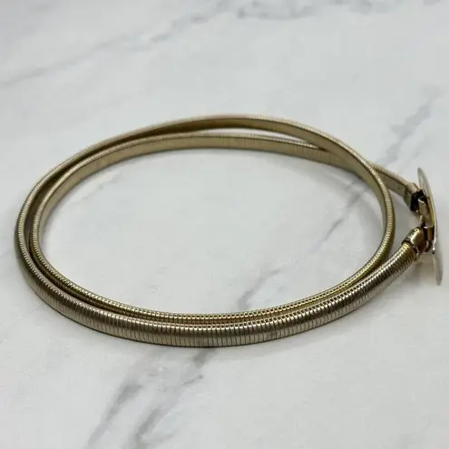 The Bar Vintage Gold Tone Buckle Coil Stretch Cinch Belt Size Small S