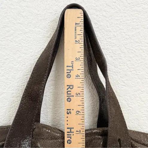 Vintage B. MAKOWSKY Two Tone Brown Genuine Leather Slouchy Satchel Crossbody