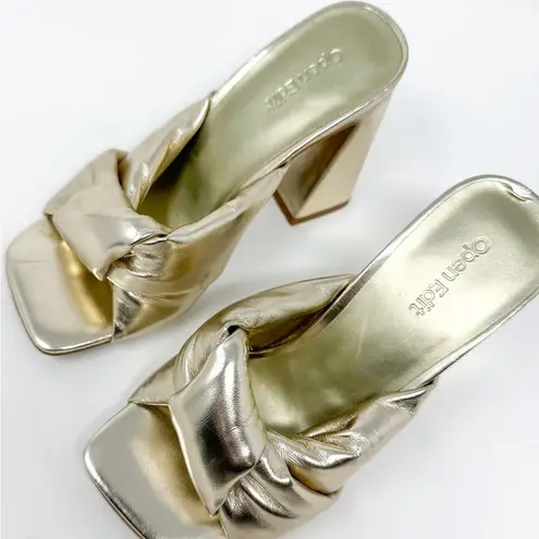 Open Edit Nordstrom Saydee Gold Metallic Puff Sandal Heel, NWOT, Size 5.5