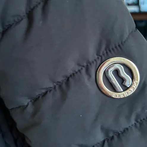 Bernardo Women's Black Puffer Coat with Stylish Collar and Zipper Details Size M