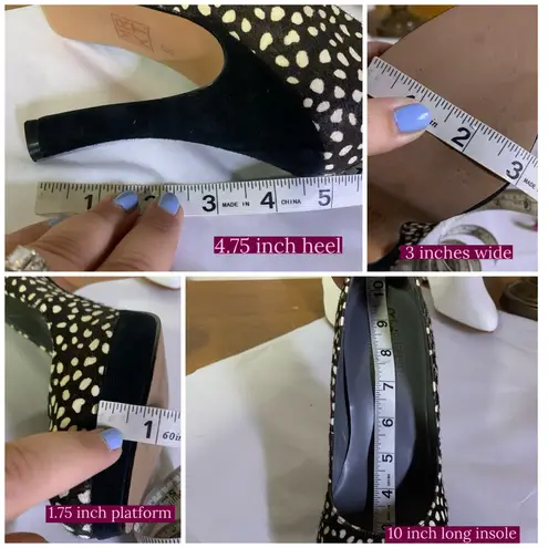 MRKT BROWN, BLACK & WHITE DOTTED CALF HAIR PUMPS (8.5)