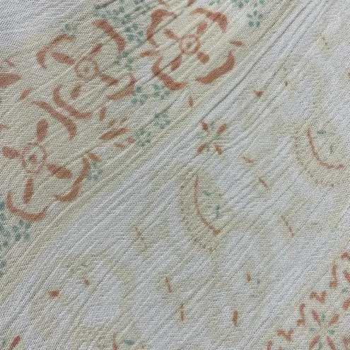 Rahi Cali NWT Peach Floral Print Boho Beach Front Tie Long Sleeve Mini Dress Size XS