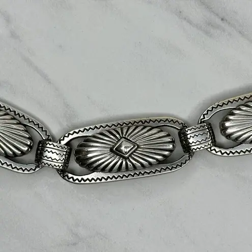 Western Concho Silver Tone Metal Chain Link Belt Size Large L