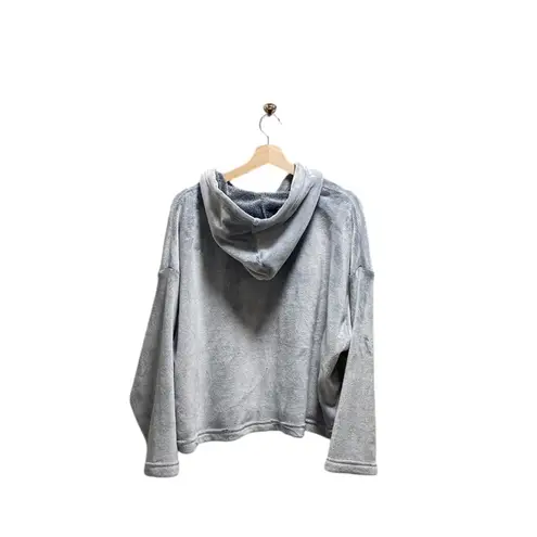 Joyspun Penguin Patch Cropped Teddy Hoodie Gray Size XL Cozy Winter Soft Casual