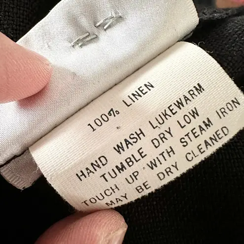 Beppa Vintage Black Linen Art To Wear Long Jumper Overall Dress Jacket Set Small