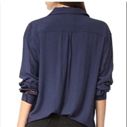 Rails Elle Classic Popover Shirt Pullover Blouse Blue Black Stripe size Small