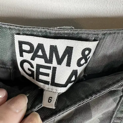 Pam & Gela / Camo Print Army Green Soft Summer Tencel Pocket Utility Shorts Sz 6