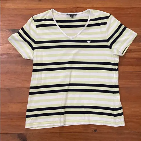 Brooks Brothers Green Striped Short Sleeve Cotton T-Shirt Womens Size XL