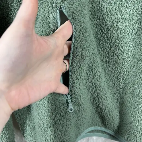 Girlfriend Collective Green Fleece Quarter Zip Pullover