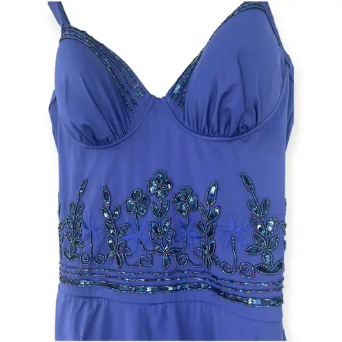 Shape Fx | 16 / Tall XL | One Piece Beaded Sequin Embellished Skirted Swimsuit