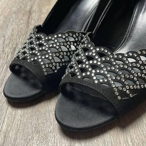 Laura Scott Karlotta Peep-toe Rhinestone Heels Size 8 Medium