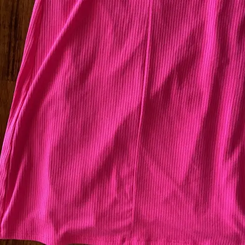 ROW A Notch Neck Long Sleeve Ribbed Bodycon Dress Formal Party Fitted Small NWT Pink