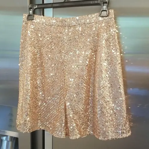 Maje 💕💕 Paillette Pleated Sequined Tulle Shorts High Rise ~ Metal Pink 38 NWT