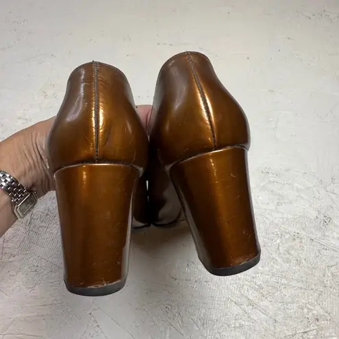 Yves Saint Laurent Bronze Leather SquareToe Block