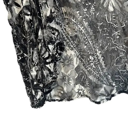 Jessica Howard Black & White Sheer Lace Floral Opened Front Jacket Women Sz 4P