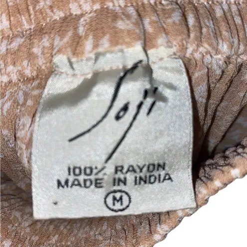 Soji tan and cream ditsy floral crinkle sheer pants Size M