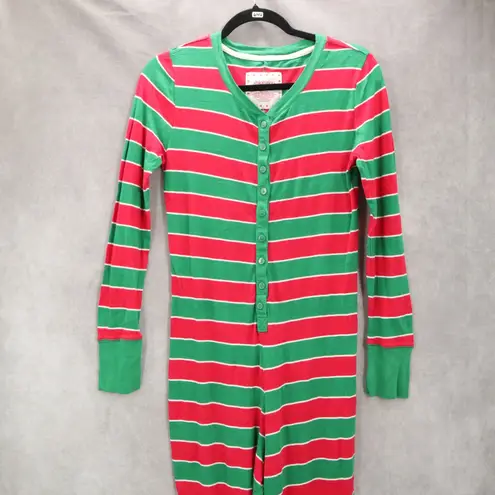 Xhilaration  Stripe Red Green Cotton Adult Holiday Christmas Jumpsuit Pajama M