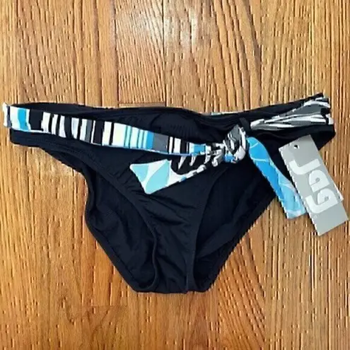 Jag jeans NEW NWT Solid Black Blue White Belted Stripe Y2K Bikini BOTTOM Medium