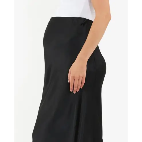 RIPE Maternity Crystal Black Satin Viscose Midi Slip Skirt Size XS