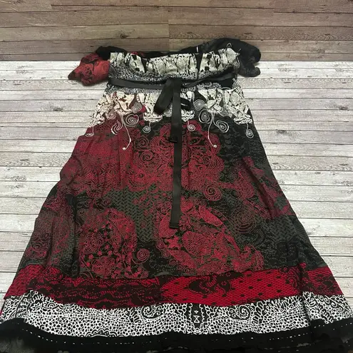 Desigual Black and Red Patterned Mini Dress S