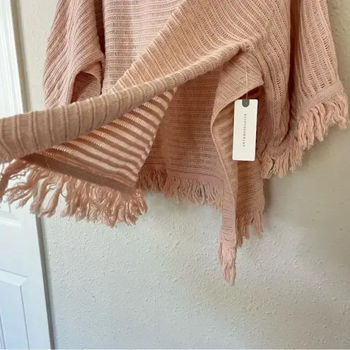 Anthropologie  Akemi & Kin Frenchie Fringed Poncho Sweater Pink NEW Size Medium