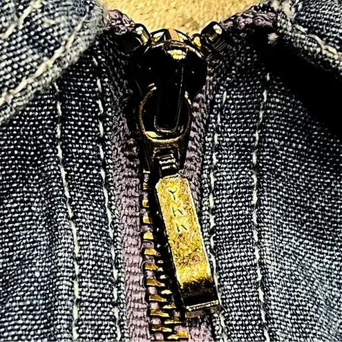 Vintage 90ās Embroidered Cats Denim Jean Jacket Blue Size M