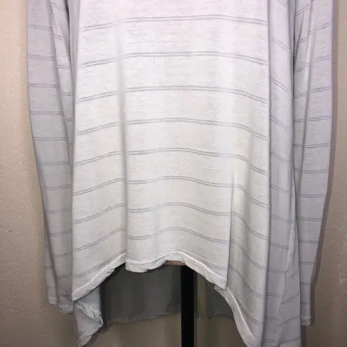 Michael Stars Long Sleeve Light Gray Striped Shirt with Tuxedo Tails Size M