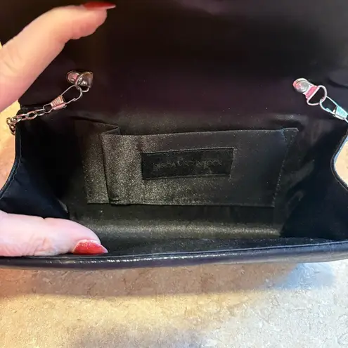 Jessica McClintock Black Beaded Clutch with Chain Strap