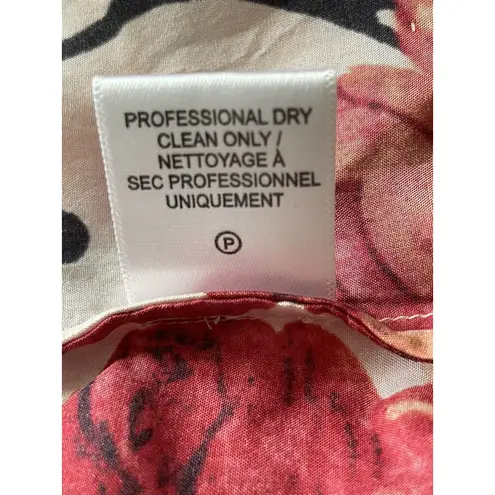 Frances Valentine Harriet Red Silk Blouse Women's Size Small Floral Button Front