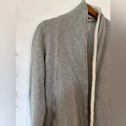 Pact Terry Lined Open Front Organic Cotton Women’s Cardigan Grey Size Small Cozy Gray