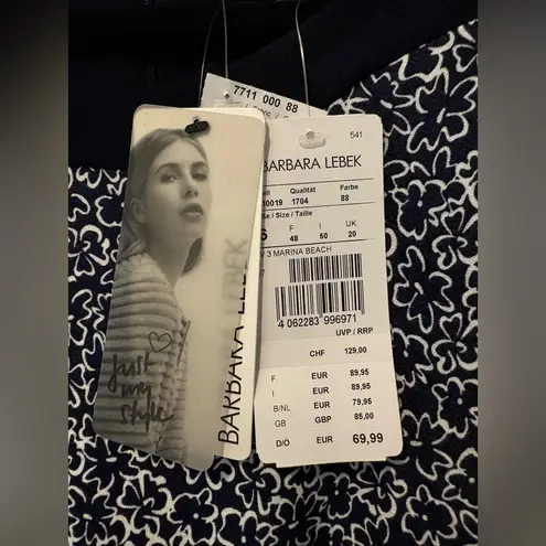 Elegant Navy and White Patterned Long Sleeve Dress Blue Size undefined