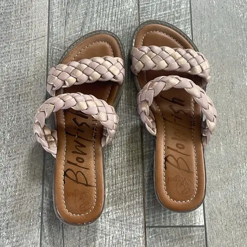 blowfish Pink and Gold Double Strap Braided Sandal Size 6.5