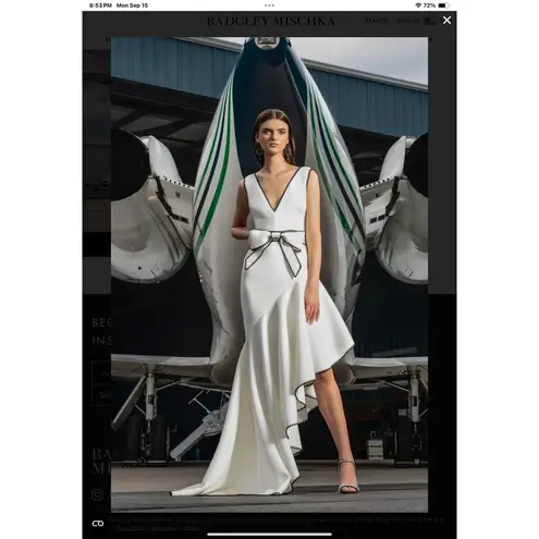 Badgley Mischka High-Low AsymmetricalGown with embroidered Trimming Scuba 8