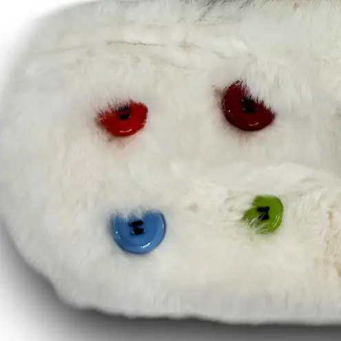 Halara NEW Womens White Faux Fur Button Scarf Winter Warm Snuggly One Size